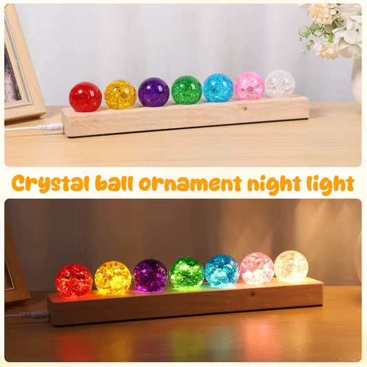Ball Night Light Decor 360° Rotation Glass Ball Night Light Decor Soft Lighting 7 Color Lamp Ornament Safety for Home Office