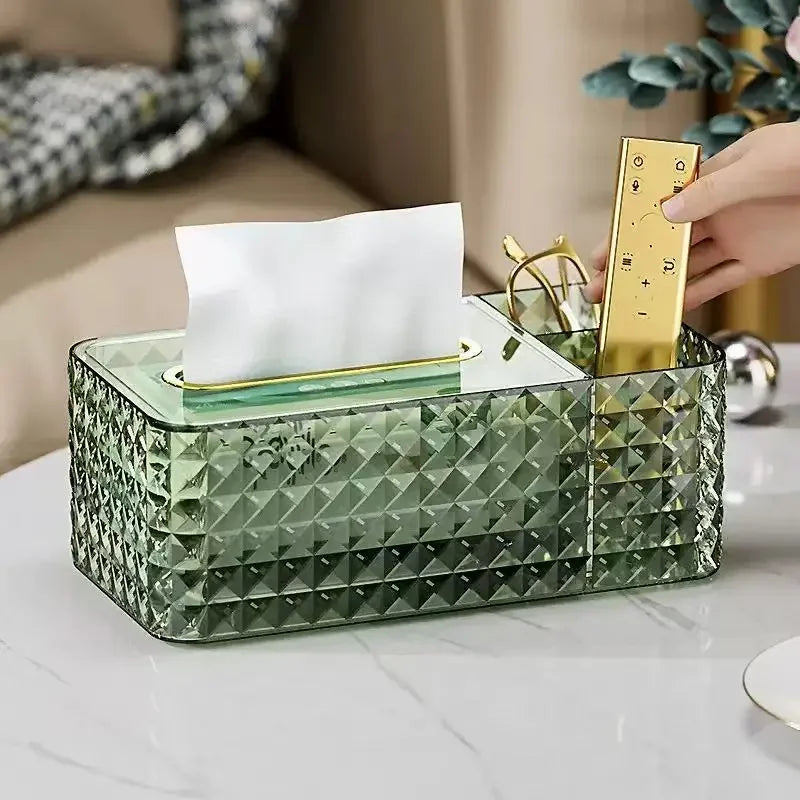 Luxurious Minimalist Tissue Box Holder Creative Living Room Tea Table Decorative Item Plastic Storage Box for Drawstring Tissues
