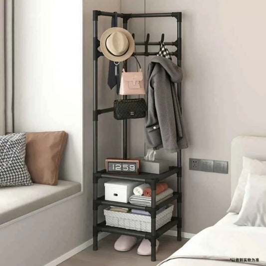 Bedrooms Corner Clothes Rack Multi-Layer Nightstand Clothes Coat Racks Simple Household Bedroom Floor Standing Hangers Shelve
