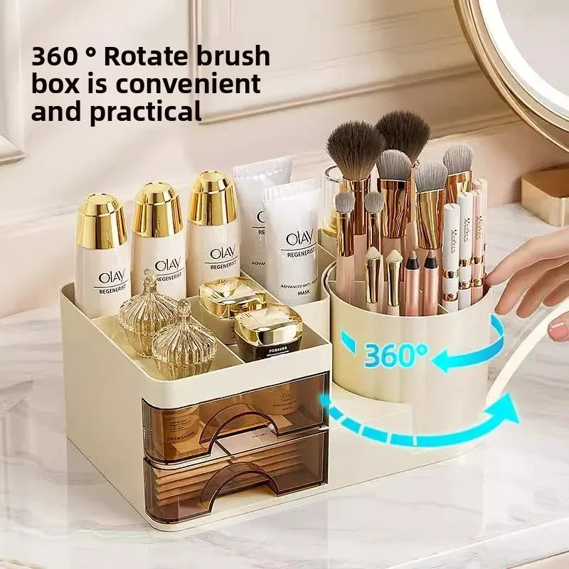 Multi-Functional Cosmetic Brush Storage Box Vanity Desk Organizer Luxury Storage Tube Plastic Material Jewelry Accessory Display