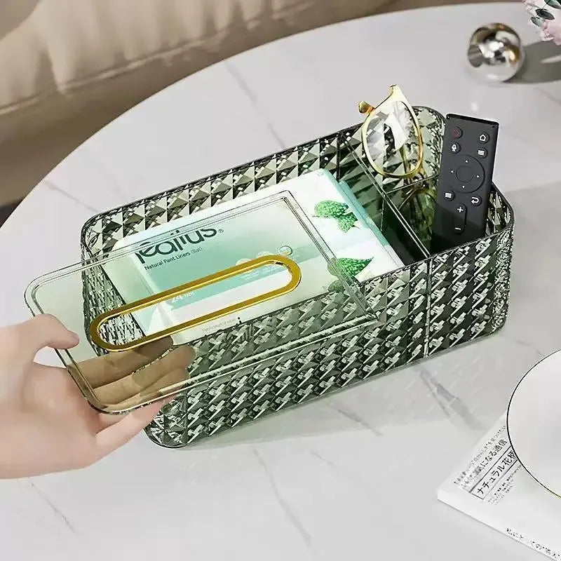 Luxurious Minimalist Tissue Box Holder Creative Living Room Tea Table Decorative Item Plastic Storage Box for Drawstring Tissues