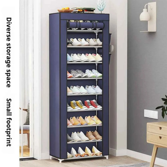 Metal Clothes Cabinet Large Capacity Coat Storage Cabinet Non-woven Bedroom Entrance Bracket Multi-layer Hanging Rack Organizer