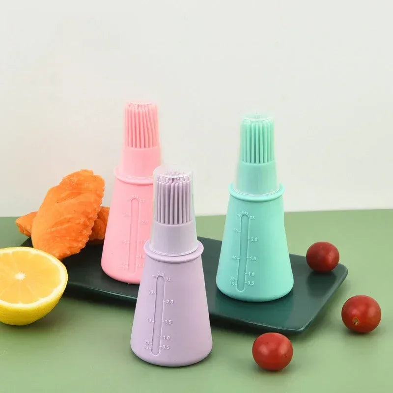3pcs Silicone BBQ Oil Bottle Brush With Flat-Bottom Design Easy To Clean Suitable For All Cookware Cookware Barbecue Tool