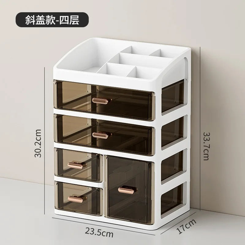Desktop large capacity storage box, skincare product sorting rack, student stationery multi-layer drawer storage box