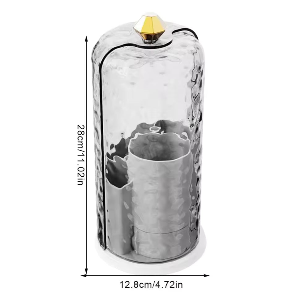 Makeup Brush Holder Manager With Transparent Cover Rotating Sliding Opening Dustproof Brush Container