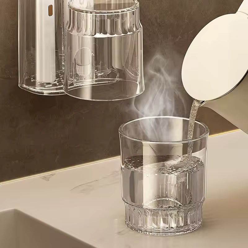Toothbrush Holder with Gargle Cup Wall-mounted Plastic Toothpaste Drain Basket for Bathroom Space-Saving Bathroom Organizer