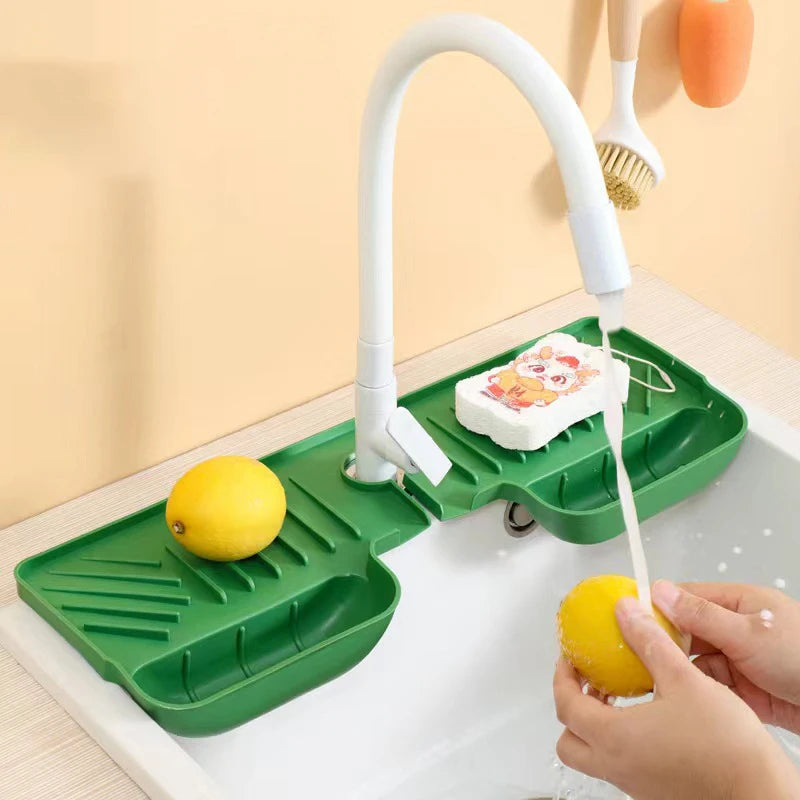 Silicone Sink Splash Guard Waterproof And Mildew-Proof Mat Draining Organization Plate For Kitchen Sink Storage