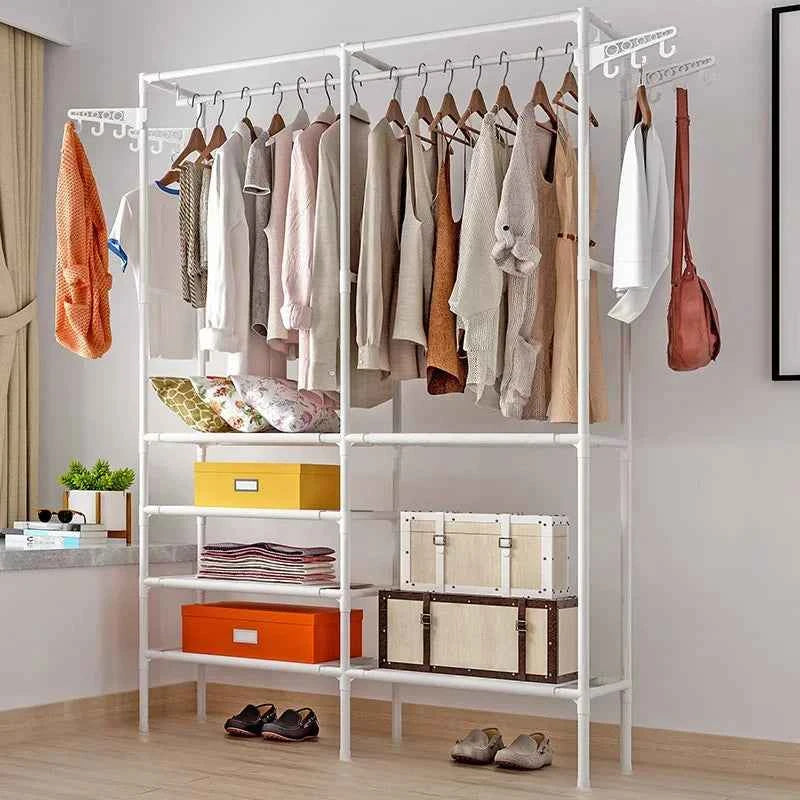 Clothes Hanger Coat Rack Floor Hanger Storage Wardrobe Clothing Drying Racks Free-standing and Movable