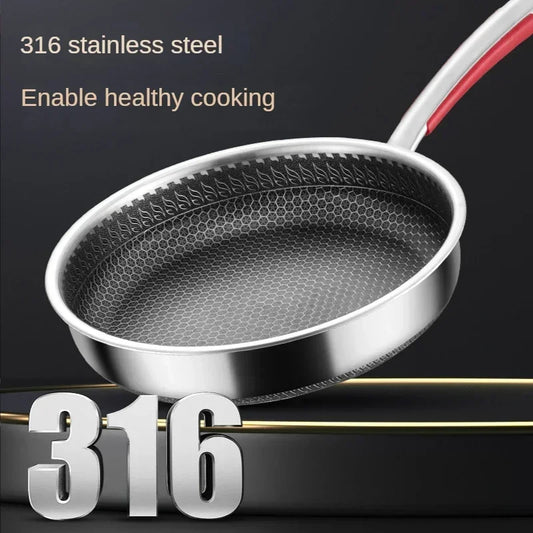 Pans 316 Stainless Steel Frying Pan Non-stick Home Honeycomb Pancake Omelet Pan Multi-functional Steak Wok New Products