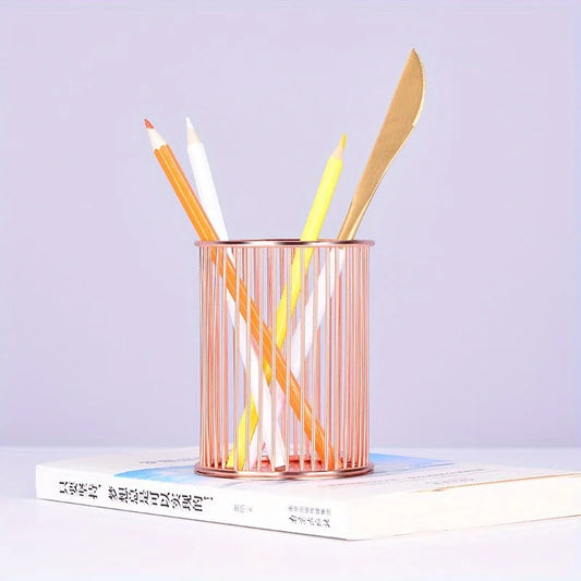 1pc Elegant Round Pen Holder - Multi-Functional Desk Organizer for Office, School Supplies & Accessories organizador