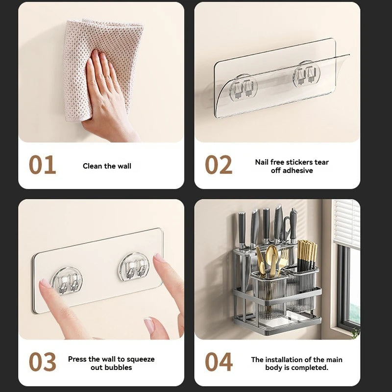 Kitchen Storage Shelf for Knife Chopsticks Forks Drain Storage Rack Metal Cutting Board Holder Multi-function Storage Rack