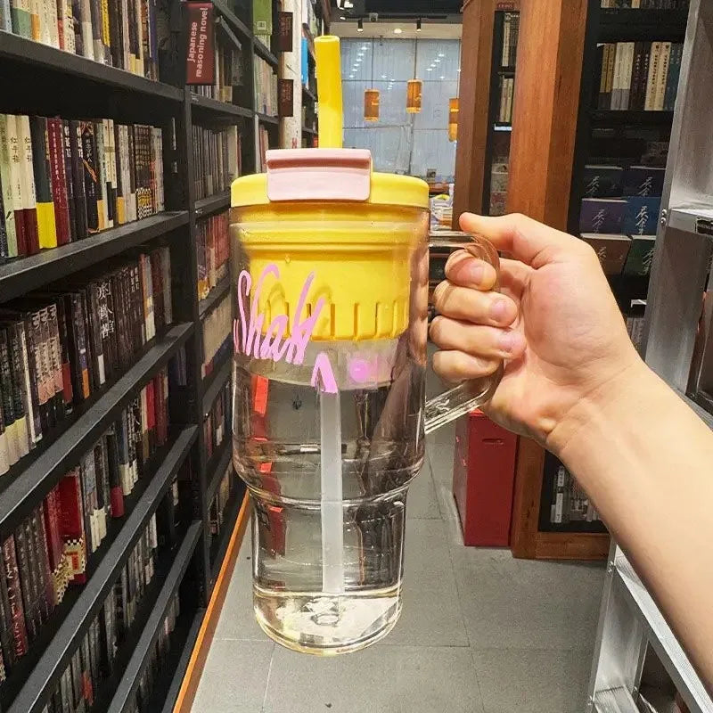 Summer New Large Capacity Fresh Water Bottle High Aesthetic Dual Drink Straw Cup Men's Women's Simple Style Student Water Cup