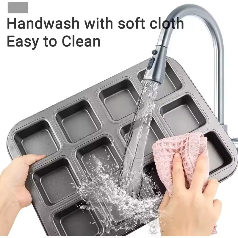 12 Cavity Square Multi-purposebakingtray Non-Stick Mini Muffin Baking Pan Square Muffin Tin Tray Corrosion-Resistant Bakeware