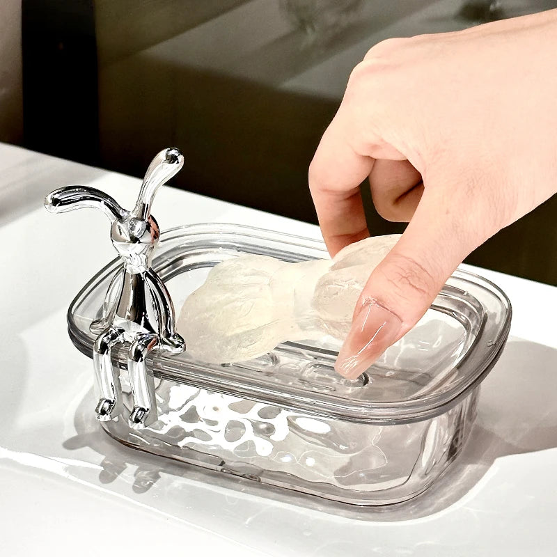 Plastic Bathroom Box in The Bathroom Household Soap Dish Rabbit Decor Soap Storage Rack for Draining Water Bathroom Accessories
