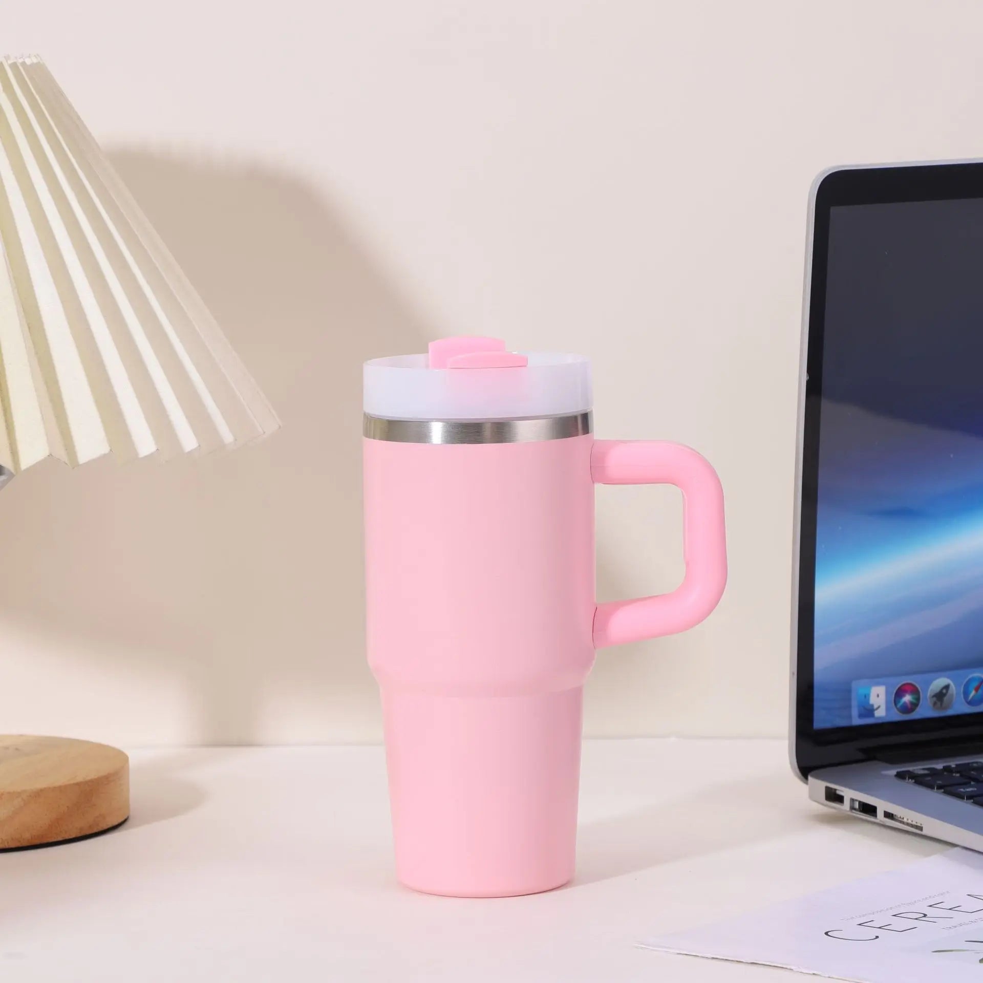 14oz Car Mug with Handle Double-layer Vacuum Coffee Cup Portable Water Cup Large Capacity 304 Stainless Steel Travel Thermal Cup