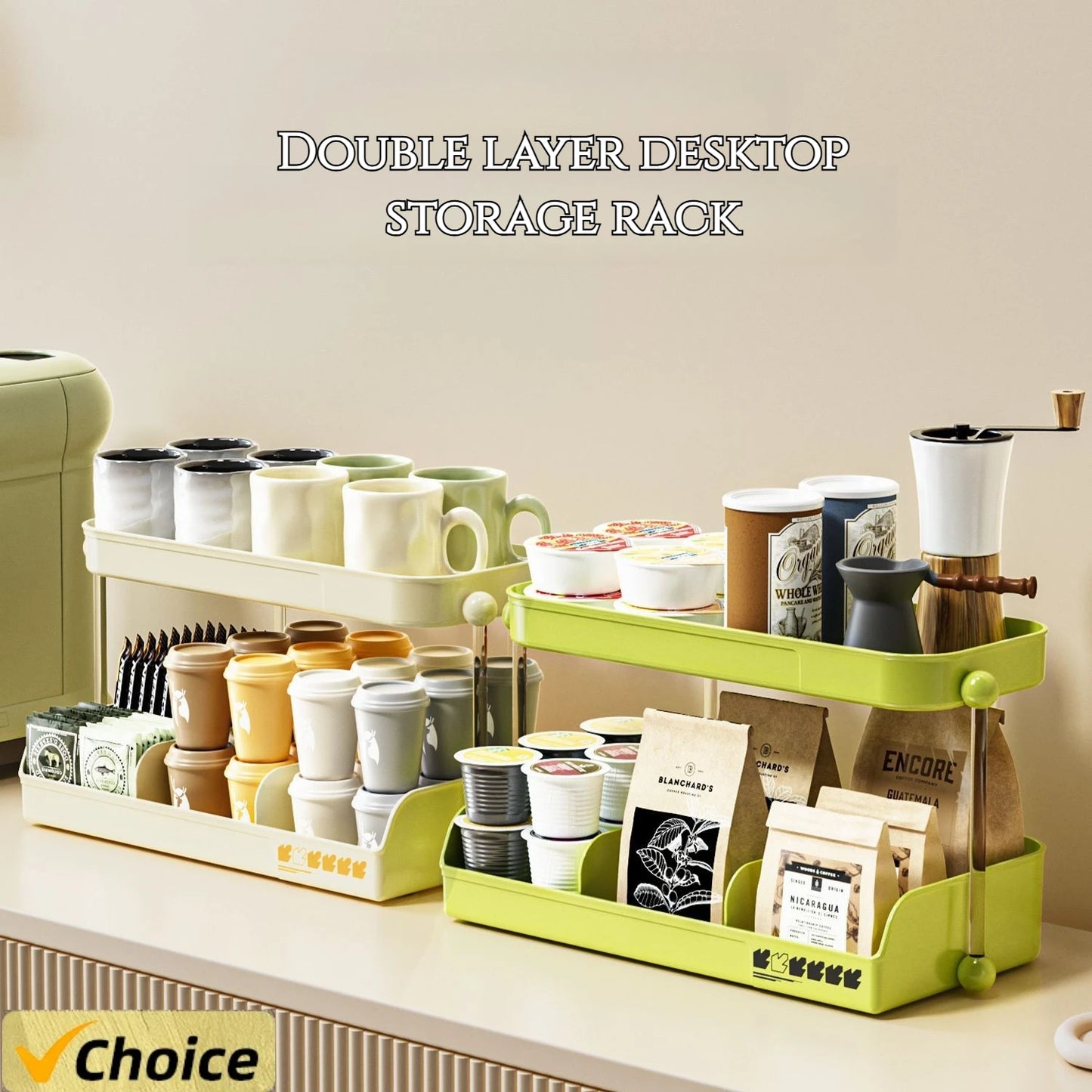 Multi-Layer Tea and Mug Storage Rack Countertop Organizer Space-Saving Tea Bag Holder for Kitchen Office and Coffee Bar