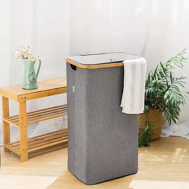 1pc Household light luxury 110L with handle and lid with mesh bag detachable inner bag Dirty clothes toy towe Dirty clothes