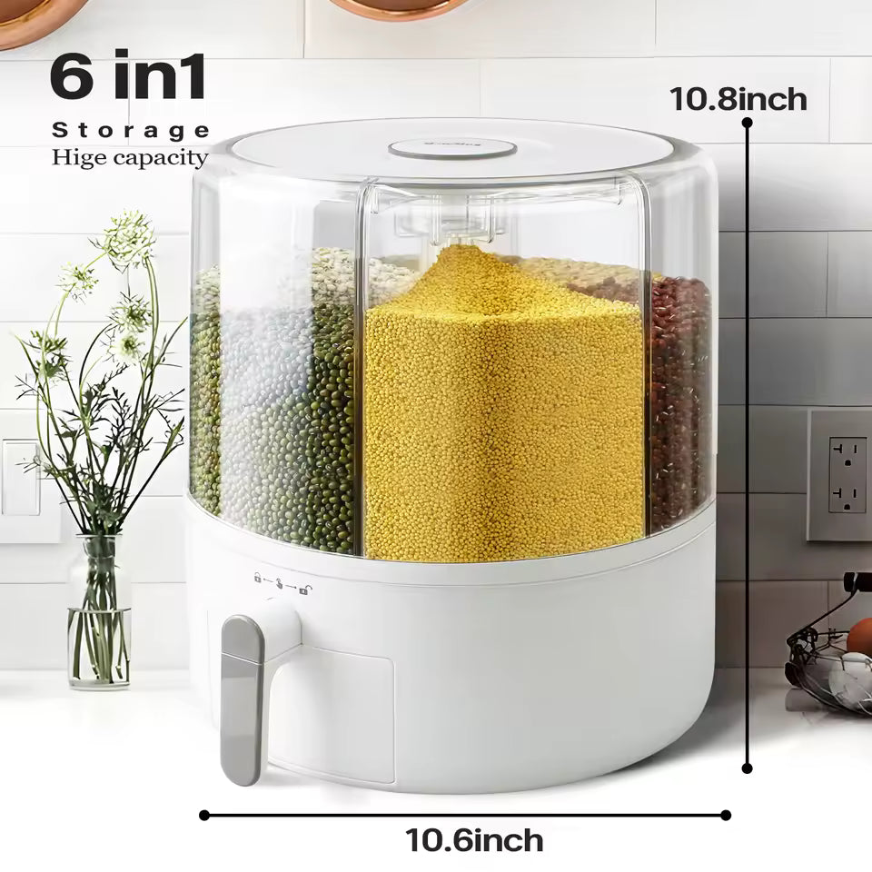 Grains Storage Box Be Rotated Into Compartments, Rice Bucket, Insect-proof and Moisture-proof Sealed Household Rice Storage Box