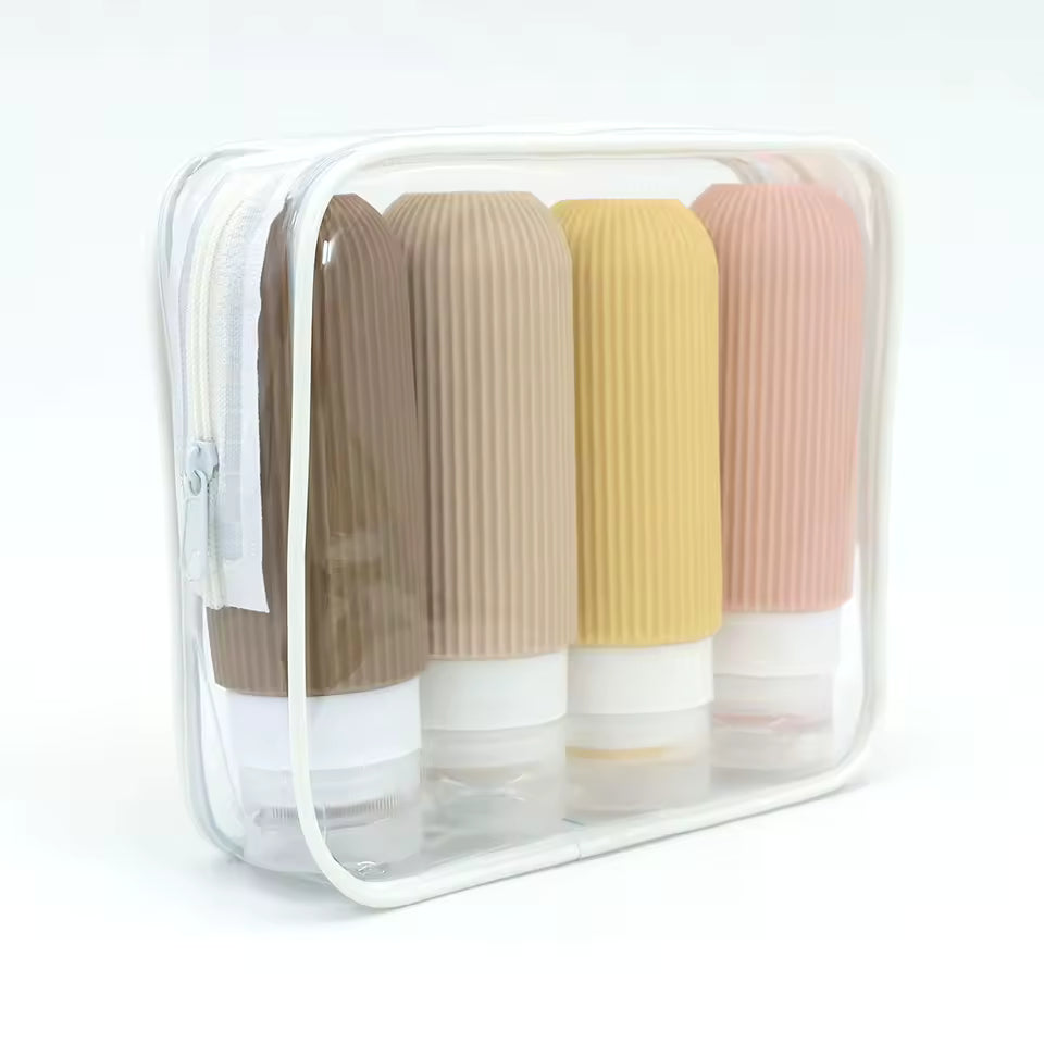 Silicone Travel Bottles Tsa Approved Portable BPA Free Leak Proof Squeezable Size Containers With Clear Toiletry Bag Accessories