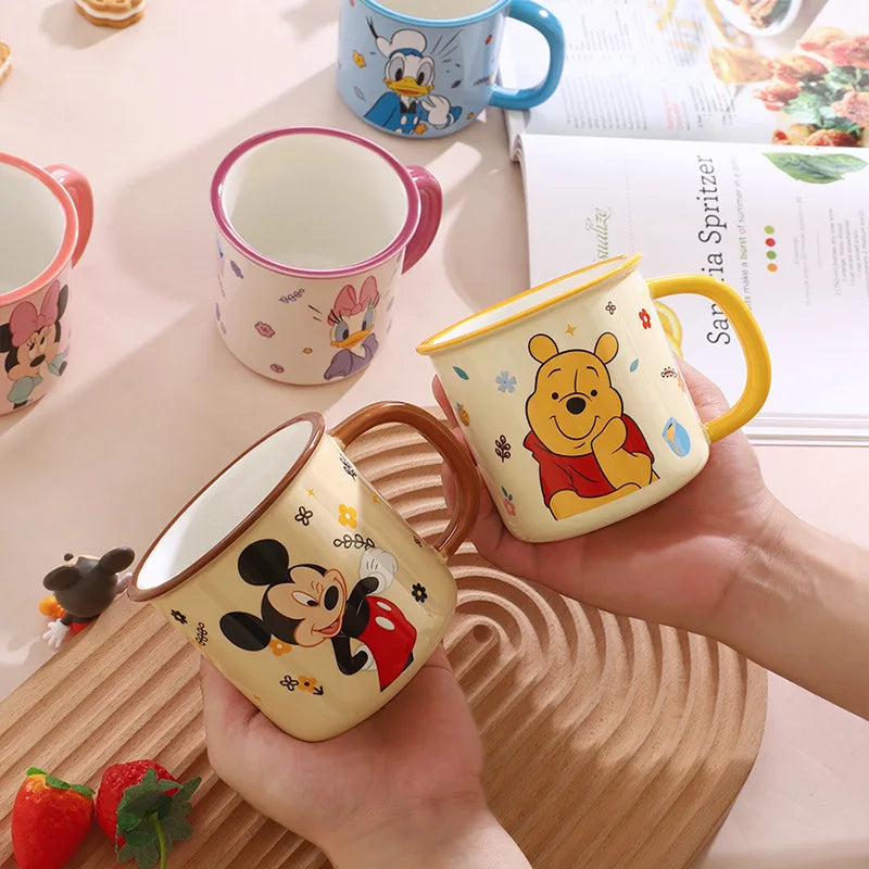 Cartoon Disney Mickey Minnie Kids Cup Lid Milk Mug Donald Duck Home Drinking Mouth Brushing Cup Children's WaterCup Kids Gifts
