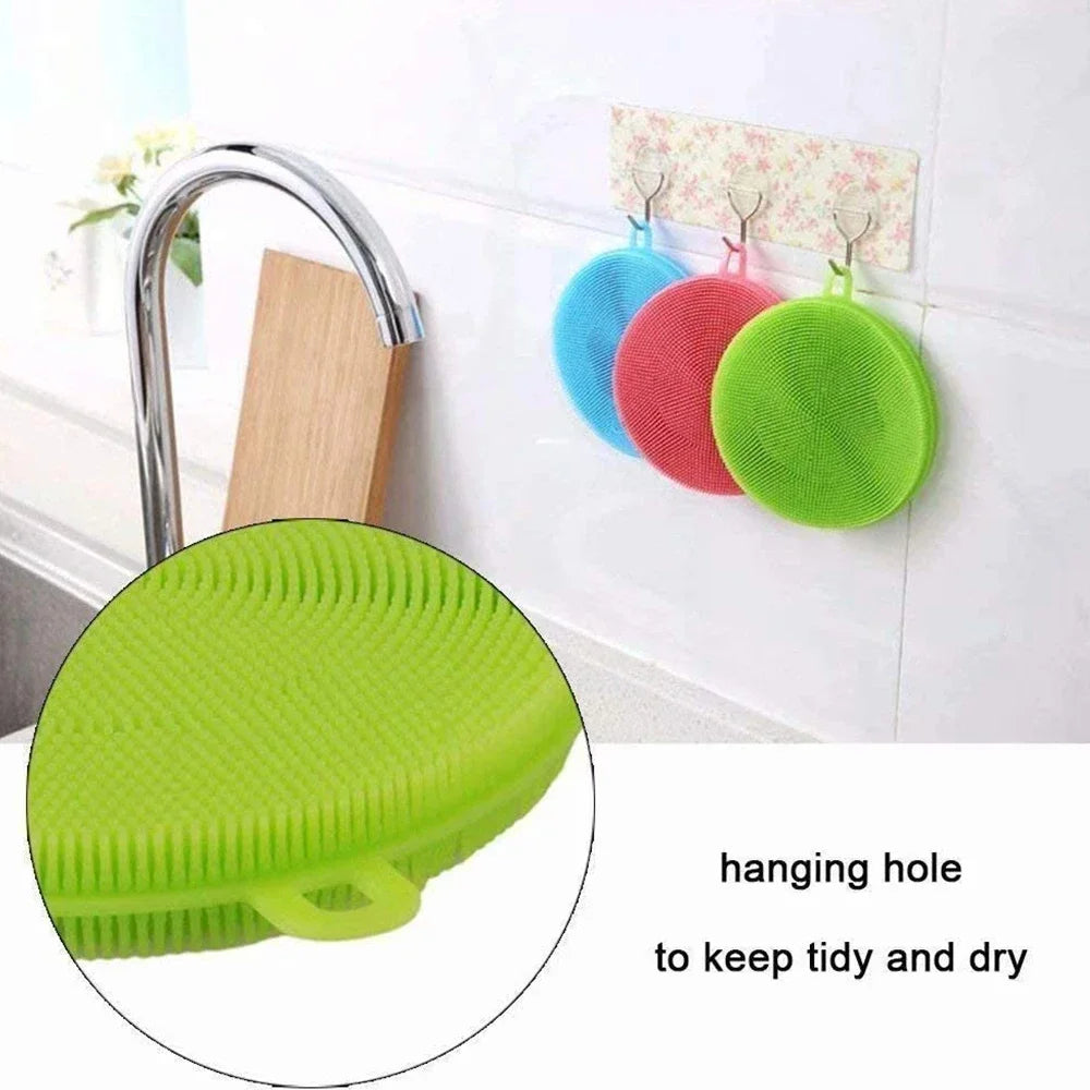 1 PCS Kitchen Cleaning Brush Washing Cleaning Brushes Silicone Dish Sponges For Dishes Washing Dish Scrubber Cleaning Dishwasher