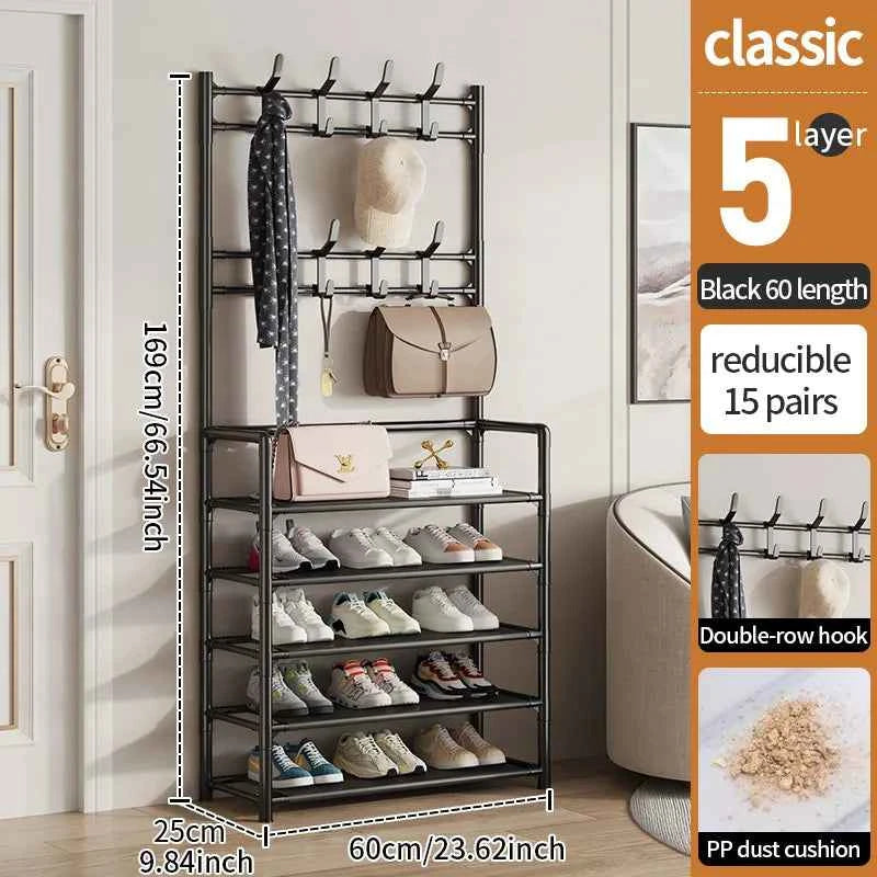 Living Room Shoe Rack Multi-Layer Storage Shelf DIY Clothes Hanger Simple Floor-Standing Organizer