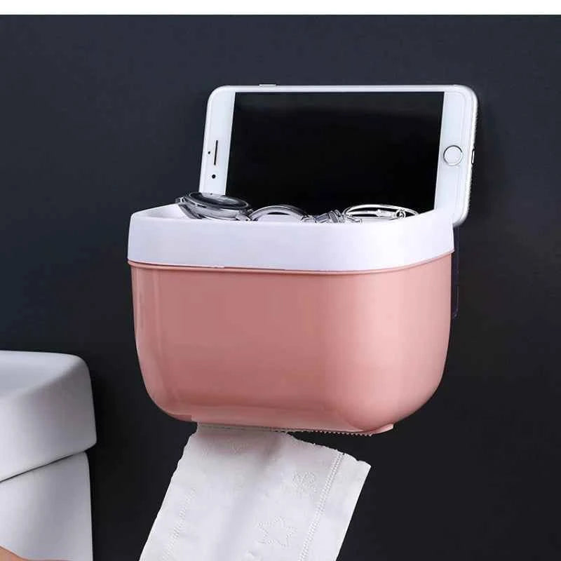 Waterproof Wall Mount Toilet Paper Holder Shelf Toilet Roll Paper Tube Storage Rack Storage Box Tray Rack Bathroom Supplies