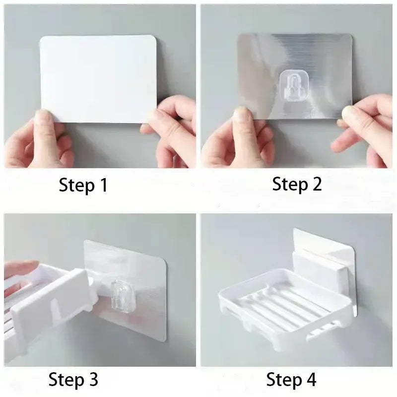 Wall Mounted Soap Dishes Box Bathroom Shower Soap Holder Toiletries Organizer Kitchen Storage Rack Bathroom Supplies