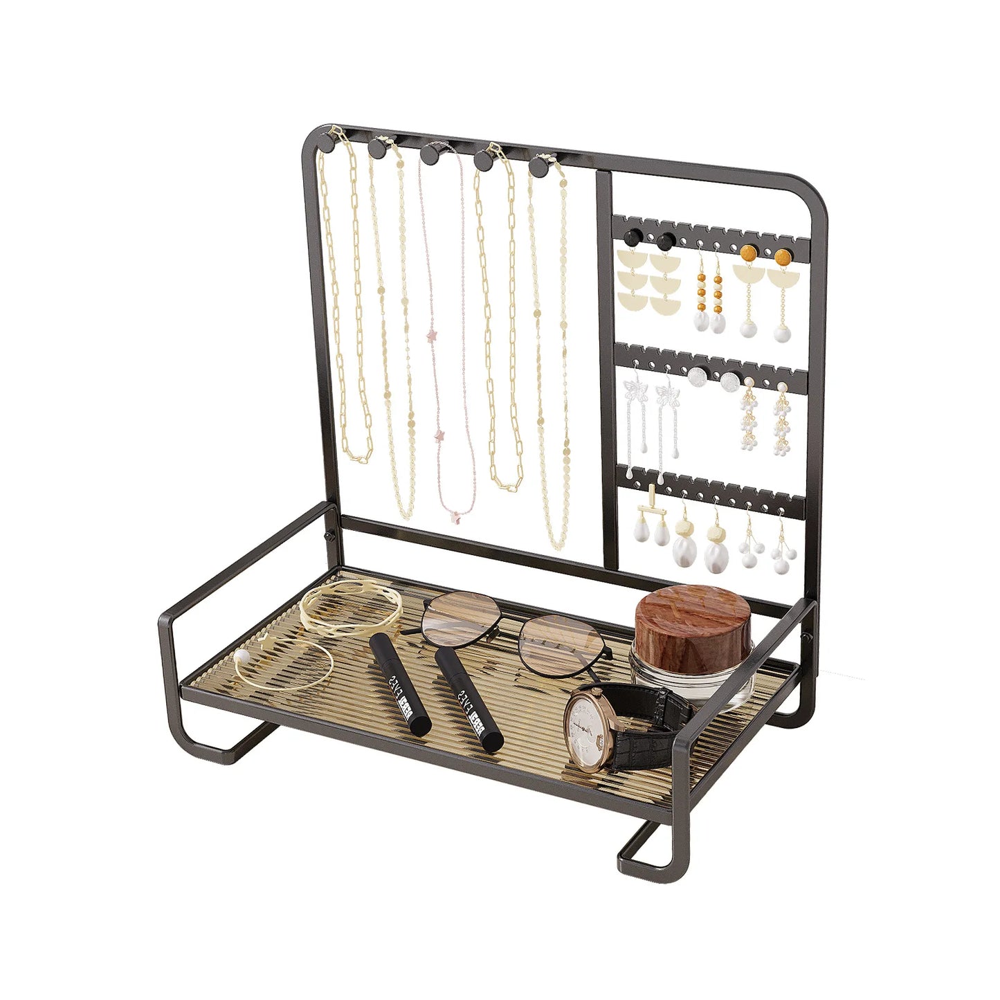 Jewelry Display Stand Jewelry Storage Rack Necklace Bracelet Rack Wrought Iron Ring Tray Earring Earring Hanger Organizer Rack