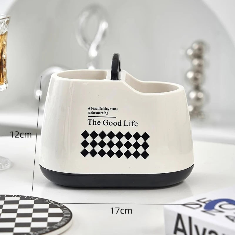 Kitchen Utensil Cutlery Storage With 2 Compartments Organizer Holder Silverware Caddy Chopsticks And Spoon Storage Flatware Rack