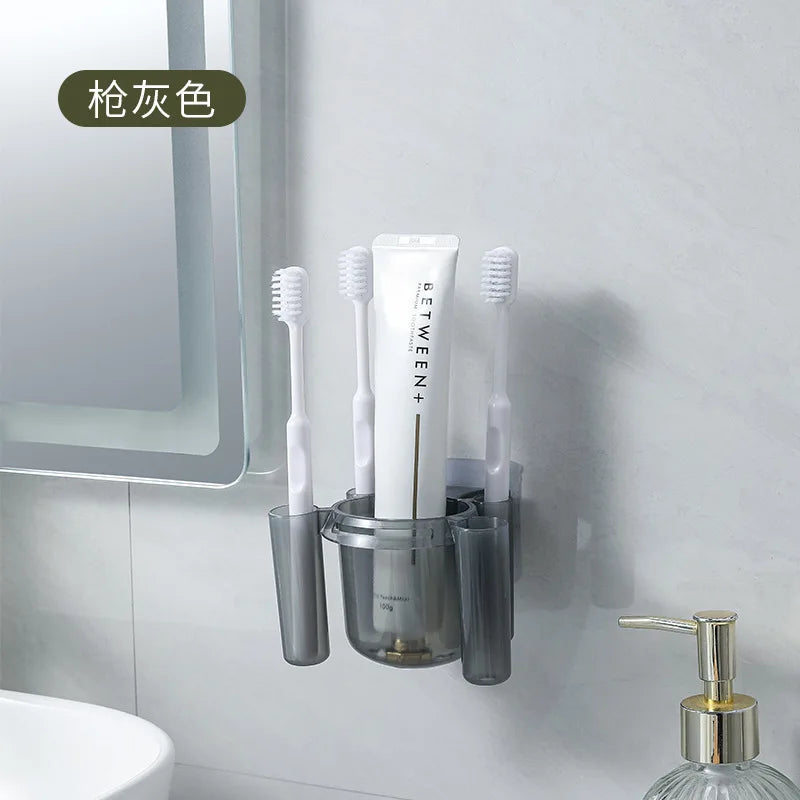 Wall mounted bathroom toothbrush holder Free punching toilet drain toothpaste storage rack dental appliance sorting rack
