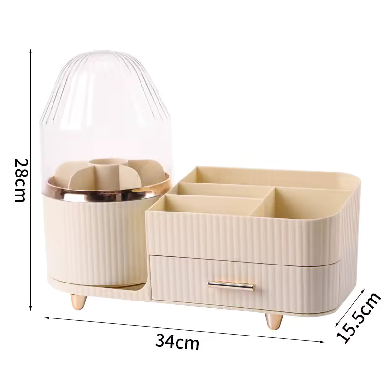 360° Rotating Cosmetic Storage Box Holder Desktop Makeup Brushes Organizer Countertop Portable Lipstick Eyeliner Stand Boxes