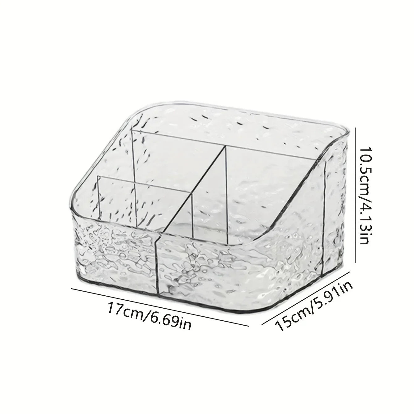 4-Compartment Acrylic Cosmetic Storage Organizer Transparent Makeup and Skincare Product Holder, Office Desk Stationery Box