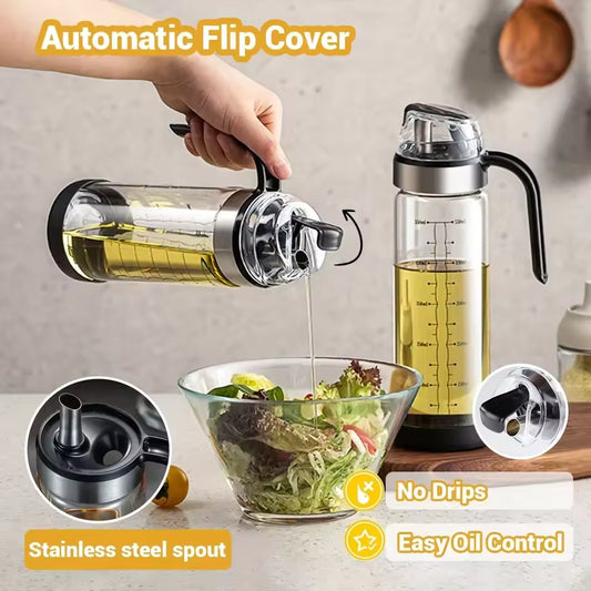 550ML Cooking Seasoning Oil Bottle Sauce Bottle Glass Storage Bottles for Oil and Vinegar Oil Dispenser For Kitchen
