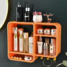 Wall-mounted Cosmetic Storage Box Free Punching Dust-proof Bathroom Wall Rack Makeup Organizer Lipstick Skincare Containers