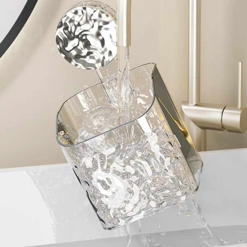 Glacier Texture Suction Facial Towel Holder Wall Mounted No Drill Bathroom Organizer for Used Wipes Sink Storage Basket