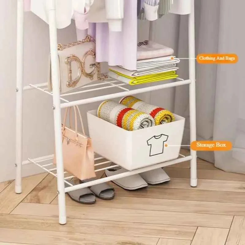Household Simple Hanging Clothes Rack Bedroom Mobile Clothes Hanger With Wheel Simple Portable Floor Triangle Hangers Shelves