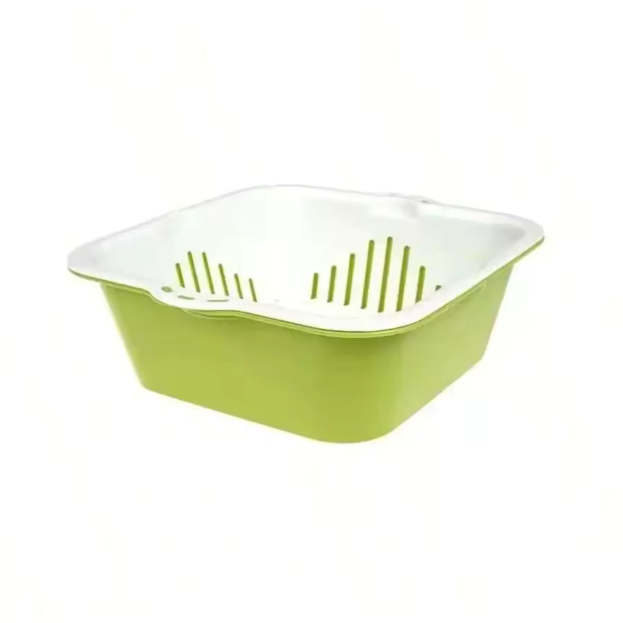 1 pc Double-layer vegetable wash basket for kitchen sink; water strainer for washing vegetables and fruits Kitchen drain basket