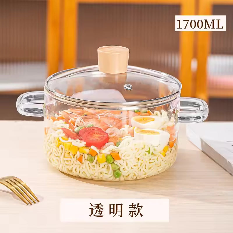 Transparent Small Soup Pot Tableware Dishes Instant Glass Wok Portable Kitchen Lovely Creative Milk Tachos De Cozinha Cookware