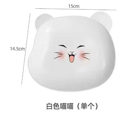 Xgnvpy Creative Family Bear Bone Spitting Dish Pet Fruit Snack Drop Proof Tray with Bottom Square Dry Fruit Tray Small Dish