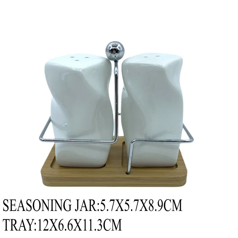 Nordic Ceramic Spice Jar Seasoning Box Creative Embossed Pepper Shaker Set Ceramic Salt Shaker Home Kitchen Flavoring Utensils