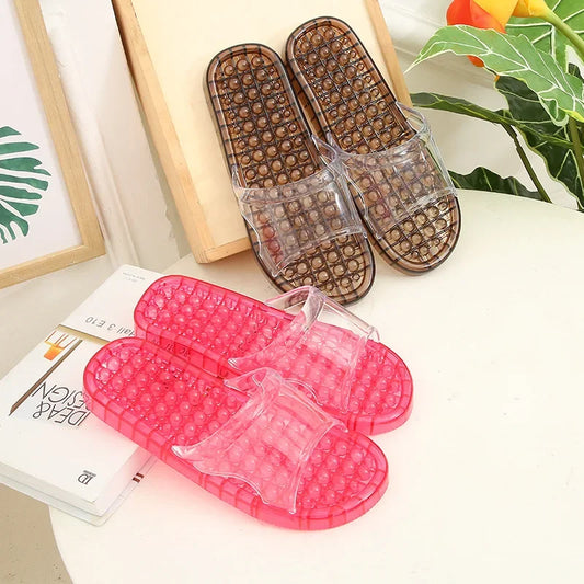 Bathroom Slippers For Men And Women Home Use Non-Slip Hollow Out Draining Shoe Bottom Massage Couple Soft Crystal Slippers Whole