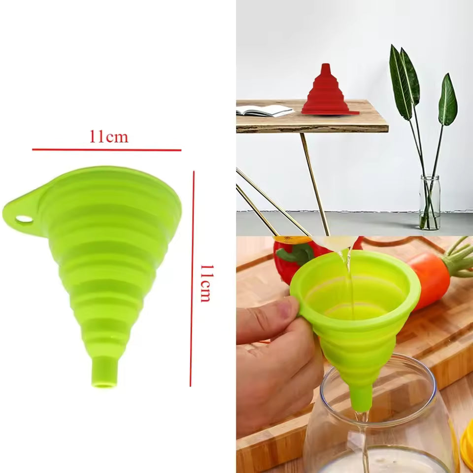 Mini Silicone Gel Foldable Funnel Collapsible Hopper Design, Practical Kitchen Tool, Suitable for Water Bottle & Liquid Transfer