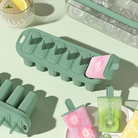 Handheld Popsicle Mold - Reusable Ice Cream Mold for Homemade Popsicles - Tray with Stick Handle for Fun DIY Summer Kitchen Tools