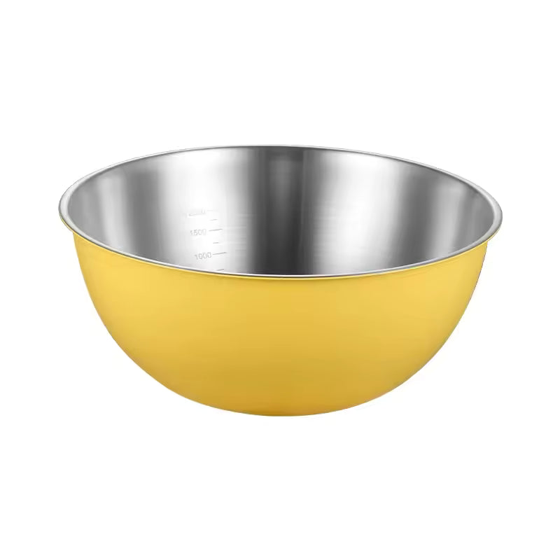 Stainless Steel Food Grade Baking Egg Beating Kitchen Bowl with Scale Korean Ins Style Three Piece Set Salad Bowl Home Use