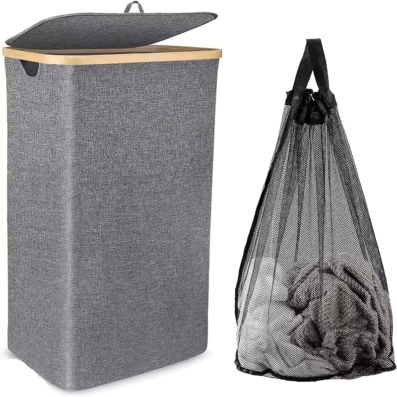 1pc Household light luxury 110L with handle and lid with mesh bag detachable inner bag Dirty clothes toy towe Dirty clothes