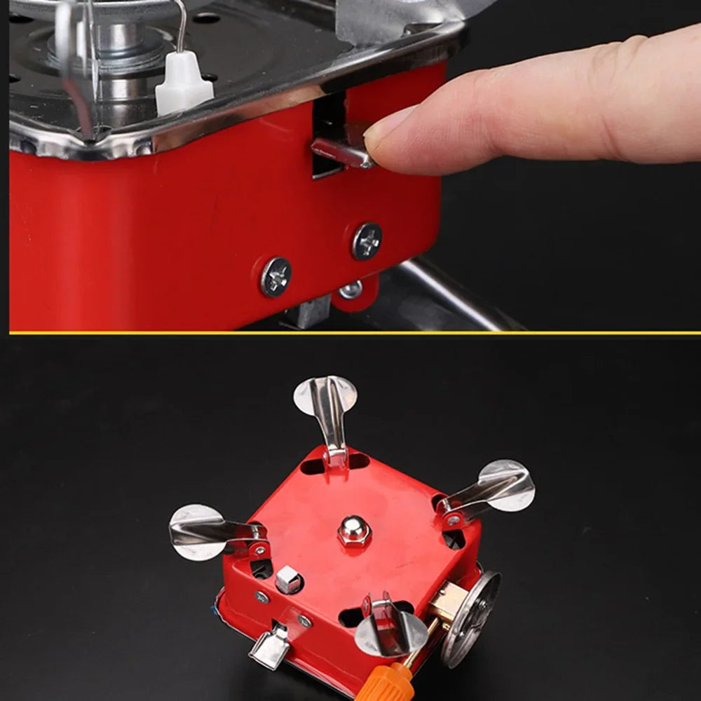 Outdoor Gas Stove 1PC Mini Portable Folding Camping Burner Small Square Gas Cassette for Hiking Picnic BBQ Tank