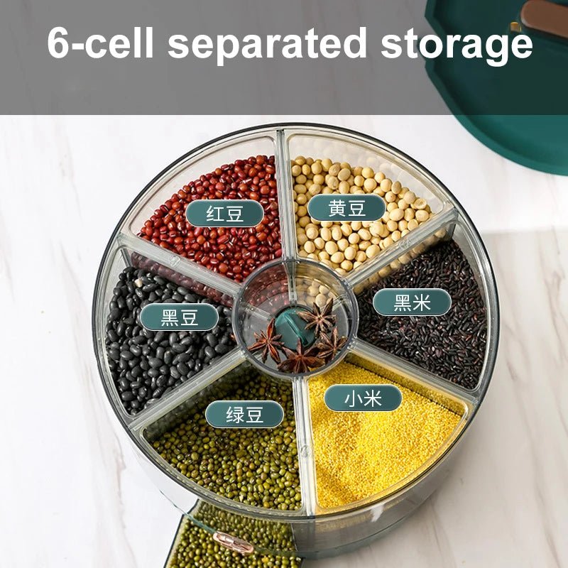 Kitchen Storage Box 360 Degree Rotating Rice Dispenser Sealed Dry Cereal Grain Bucket Dispenser Moisture-proof Food Container