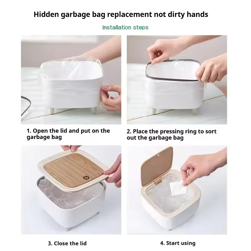 Mini Desktop Bin Small Trash Can Tube with Cover Bedroom Trash Can Garbage Can Clean Workspace Storage Box Home Desk