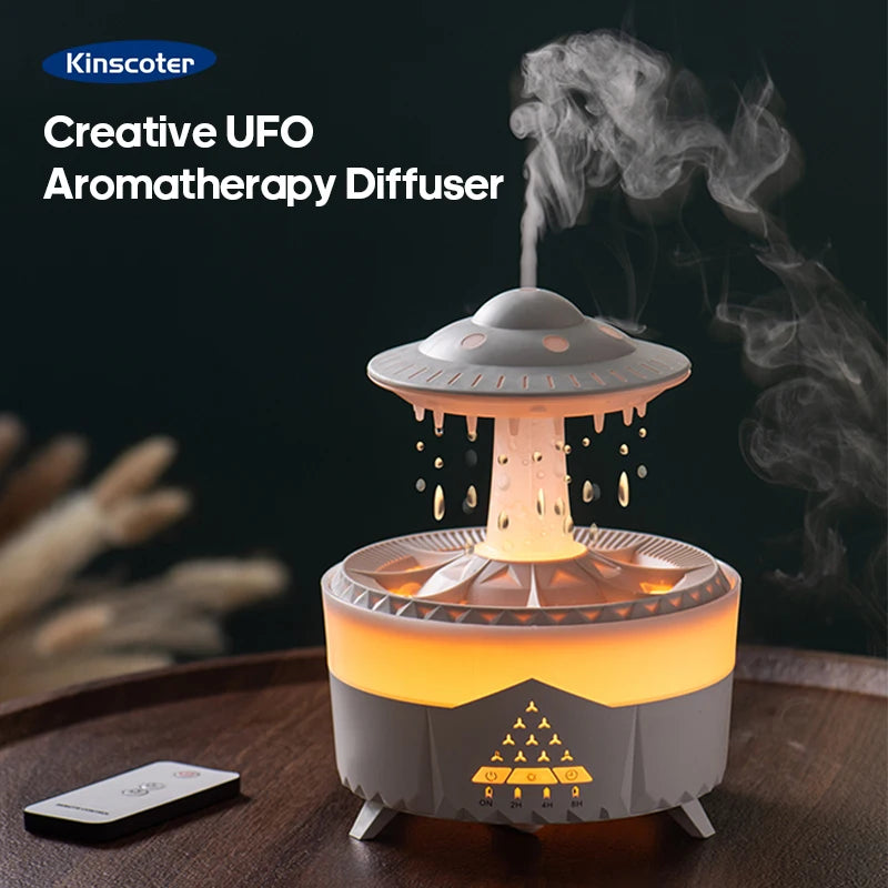 Creative UFO Aroma Diffuser Sprayer Air Humidifier with Water Mist Ring Works with Essential Oil Releases Fine Water Mists